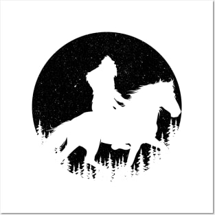 Bigfoot Riding A Horse Silhouette Posters and Art